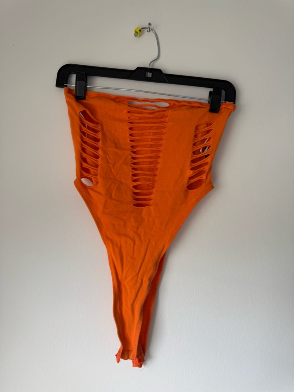 Orange High-Cut Distressed Bodysuit
